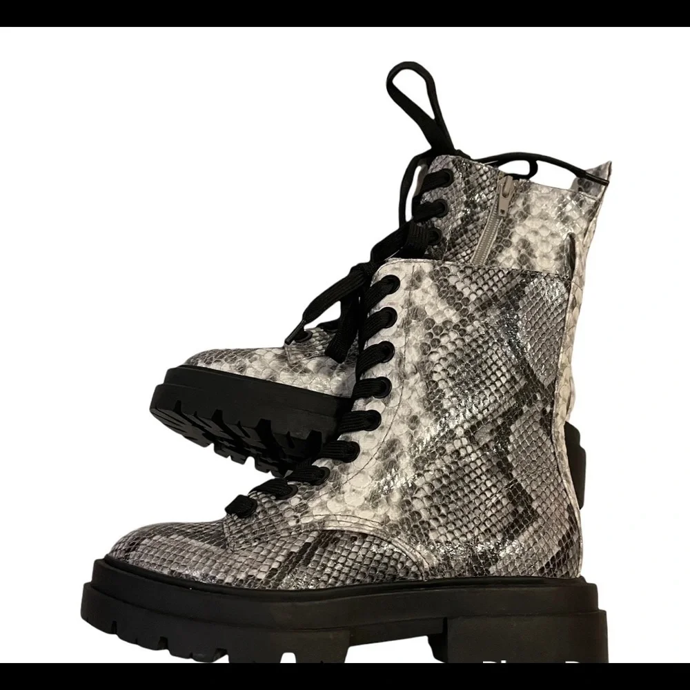 DOLCE VITA Flume Snakeskin Combat Boots - Picture 4 of 9